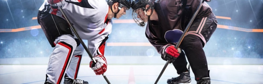 Hockey players starts game