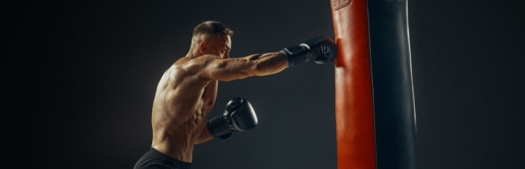 boxer practicing on punching bag