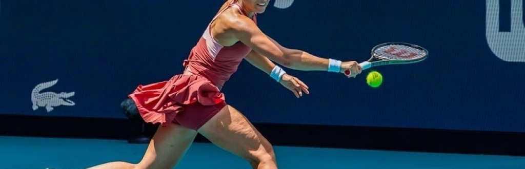 Professional tennis player Paula Badosa of Spain in action