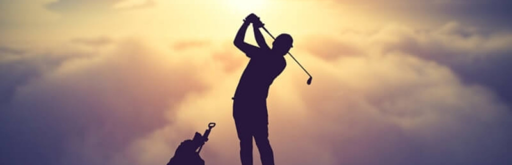 silhouette of golfers hit sweeping